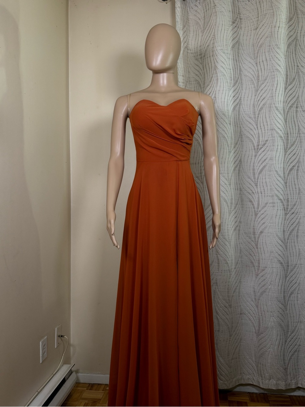 Othr Strapless Rust Orange Formal Gown
